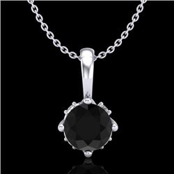 0.62 CTW Fancy Black Diamond Solitaire Art Deco Stud Necklace 18K White Gold - REF-56N4Y - 37793
