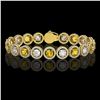 Image 1 : 13.76 CTW Canary Yellow & White Diamond Designer Bracelet 18K Yellow Gold - REF-1948W4F - 42601