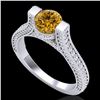 Image 1 : 2 CTW Intense Fancy Yellow Diamond Engagement Micro Pave Ring 18K White Gold - REF-200H2A - 37623