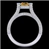 Image 4 : 2 CTW Intense Fancy Yellow Diamond Engagement Micro Pave Ring 18K White Gold - REF-200H2A - 37623