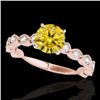 Image 1 : 1.5 CTW Certified Si/I Fancy Intense Yellow Diamond Solitaire Ring 10K Rose Gold - REF-163Y6K - 3488