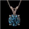 Image 1 : 1.19 CTW Certified Intense Blue SI Diamond Solitaire Necklace 10K Rose Gold - REF-240W2F - 36786