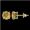 Image 2 : 1.97 CTW Certified Intense Yellow SI Diamond Solitaire Stud Earrings 10K Yellow Gold - REF-297A2X - 