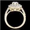 Image 2 : 2.09 CTW H-SI/I Certified Diamond Solitaire Halo Ring 10K Yellow Gold - REF-220M2H - 33690