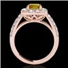 Image 2 : 2.5 CTW Certified Si/I Fancy Intense Yellow Diamond Solitaire Halo Ring 10K Rose Gold - REF-260W2F -