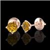 Image 2 : 0.65 CTW Intense Fancy Yellow Diamond Art Deco Stud Earrings 18K Rose Gold - REF-81A8X - 38226