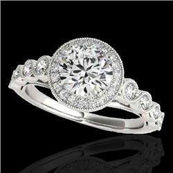 1.5 CTW H-SI/I Certified Diamond Solitaire Halo Ring 10K White Gold - REF-236T4M - 33598