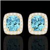 2.50 CTW Sky Blue Topaz & Micro VS/SI Diamond Halo Earrings 10K Yellow Gold - REF-41K3W - 22874