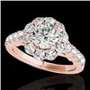 3 CTW H-SI/I Certified Diamond Solitaire Halo Ring 10K Rose Gold - REF-410T9M - 33554