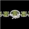 27 CTW Green Tourmaline & VS/SI Diamond Tennis Micro Halo Bracelet 14K White Gold - REF-243H5A - 234