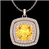 1.77 CTW Citrine & Micro Pave VS/SI Diamond Halo Necklace 14K Rose Gold - REF-50X2T - 20451