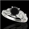 1.25 CTW Certified VS Black Diamond Solitaire Antique Ring 10K White Gold - REF-57F3N - 34795