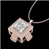 1.46 CTW Princess VS/SI Diamond Micro Pave Necklace 18K Rose Gold - REF-418H2A - 37194