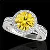 1.65 CTW Certified Si/I Fancy Intense Yellow Diamond Solitaire Halo Ring 10K White Gold - REF-180W2F