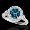 1.5 CTW Si Certified Fancy Blue Diamond Solitaire Halo Ring 10K White Gold - REF-172N8Y - 33459