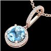 2.75 CTW Sky Blue Topaz & Micro Pave VS/SI Diamond Necklace 1Kk 14K Rose Gold - REF-45K5W - 23201