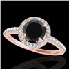 1.4 CTW Certified VS Black Diamond Solitaire Halo Ring 10K Rose Gold - REF-61F8N - 34100