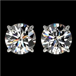 3.05 CTW Certified H-I Quality Diamond Solitaire Stud Earrings 10K White Gold - REF-645H2A - 36691