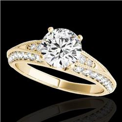 1.58 CTW H-SI/I Certified Diamond Solitaire Antique Ring 10K Yellow Gold - REF-172T8M - 34623