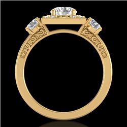 1.55 CTW VS/SI Diamond Solitaire Art Deco 3 Stone Ring 18K Yellow Gold - REF-272X8T - 37276