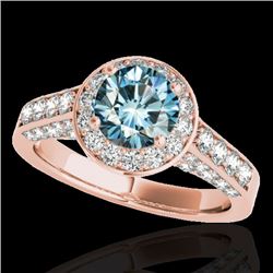 2.56 CTW Si Certified Fancy Blue Diamond Solitaire Halo Ring 10K Rose Gold - REF-290T9M - 34057