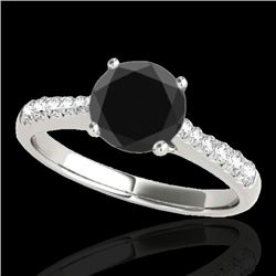 1.25 CTW Certified VS Black Diamond Solitaire Ring 10K White Gold - REF-52N8Y - 34822