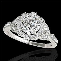 1.5 CTW H-SI/I Certified Diamond Solitaire Halo Ring 10K White Gold - REF-172W8F - 33760