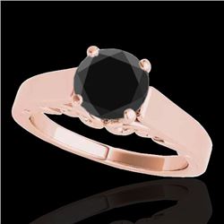 1.25 CTW Certified VS Black Diamond Solitaire Ring 10K Rose Gold - REF-50M4H - 35150