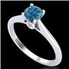 Image 1 : 0.56 CTW Fancy Intense Blue Diamond Solitaire Art Deco Ring 18K White Gold - REF-81W8F - 38188