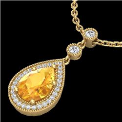 2.25 CTW Citrine & Micro Pave VS/SI Diamond Necklace 18K Yellow Gold - REF-46Y2K - 23132