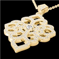 1.40 CTW Micro Pave VS/SI Diamond Designer Necklace 14K Yellow Gold - REF-130H9A - 22557