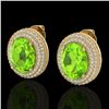 Image 1 : 9 CTW Peridot & Micro Pave VS/SI Diamond Earrings 18K Yellow Gold - REF-186T8M - 20231