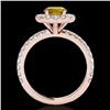 Image 2 : 1.75 CTW Certified Si/I Fancy Intense Yellow Diamond Solitaire Halo Ring 10K Rose Gold - REF-178M2H 