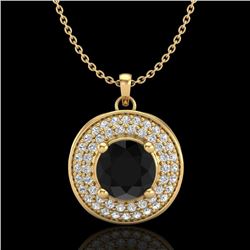 1.25 CTW Fancy Black Diamond Solitaire Art Deco Stud Necklace 18K Yellow Gold - REF-83N6Y - 38138