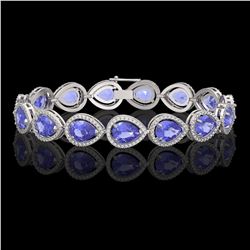 21.06 CTW Tanzanite & Diamond Halo Bracelet 10K White Gold - REF-532N4Y - 41243