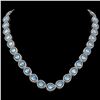 41.6 CTW Aquamarine & Diamond Halo Necklace 10K White Gold - REF-896Y4K - 41210