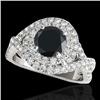 2 CTW Certified VS Black Diamond Solitaire Halo Ring 10K White Gold - REF-98X8T - 33876
