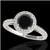 1.55 CTW Certified VS Black Diamond Solitaire Halo Ring 10K White Gold - REF-86M9H - 34277