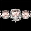 35 CTW Morganite & Micro Pave VS/SI Diamond Halo Bracelet 14K White Gold - REF-494H4A - 23315