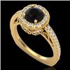 1.55 CTW Fancy Black Diamond Solitaire Engagement Art Deco Ring 18K Yellow Gold - REF-136N4Y - 37984