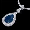 2.75 CTW Sapphire & Micro Pave VS/SI Diamond Necklace Designer 18K White Gold - REF-57K3W - 23140