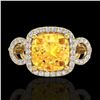 3.75 CTW Citrine & Micro VS/SI Diamond Ring 18K Yellow Gold - REF-65H3A - 23000