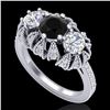 2.26 CTW Fancy Black Diamond Art Deco Micro Pave 3 Stone Ring 18K White Gold - REF-218N2Y - 37744