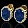 5.50 CTW Sapphire & Micro VS/SI Diamond Halo Earrings 18K Yellow Gold - REF-81T8M - 20260