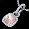 2.75 CTW Morganite & Micro VS/SI Diamond Halo Necklace 18K White Gold - REF-79M5H - 22986