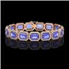 36.37 CTW Tanzanite & Diamond Halo Bracelet 10K Rose Gold - REF-776F4N - 41532