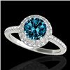 1.6 CTW Si Certified Fancy Blue Diamond Solitaire Halo Ring 10K White Gold - REF-169Y3K - 33675