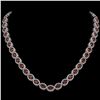 32.82 CTW Garnet & Diamond Halo Necklace 10K White Gold - REF-501M3H - 40445