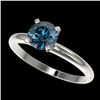 Image 1 : 1.02 CTW Certified Intense Blue SI Diamond Solitaire Engagement Ring 10K White Gold - REF-136M4H - 3