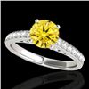 Image 1 : 1.5 CTW Certified Si/I Fancy Intense Yellow Diamond Solitaire Ring 10K White Gold - REF-245H5A - 348